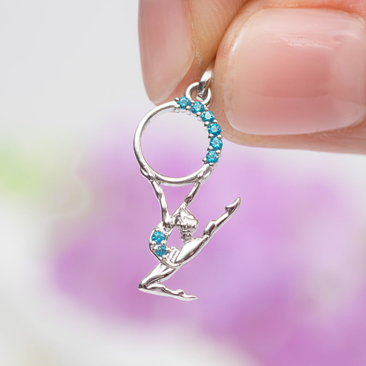 Silver Pendant with gemstones "Girl with a Hoop"