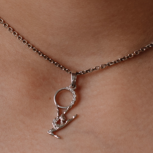 Silver Pendant with gemstones "Girl with a Hoop"