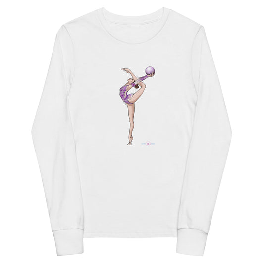 Youth long sleeve tee with Gymnast Print