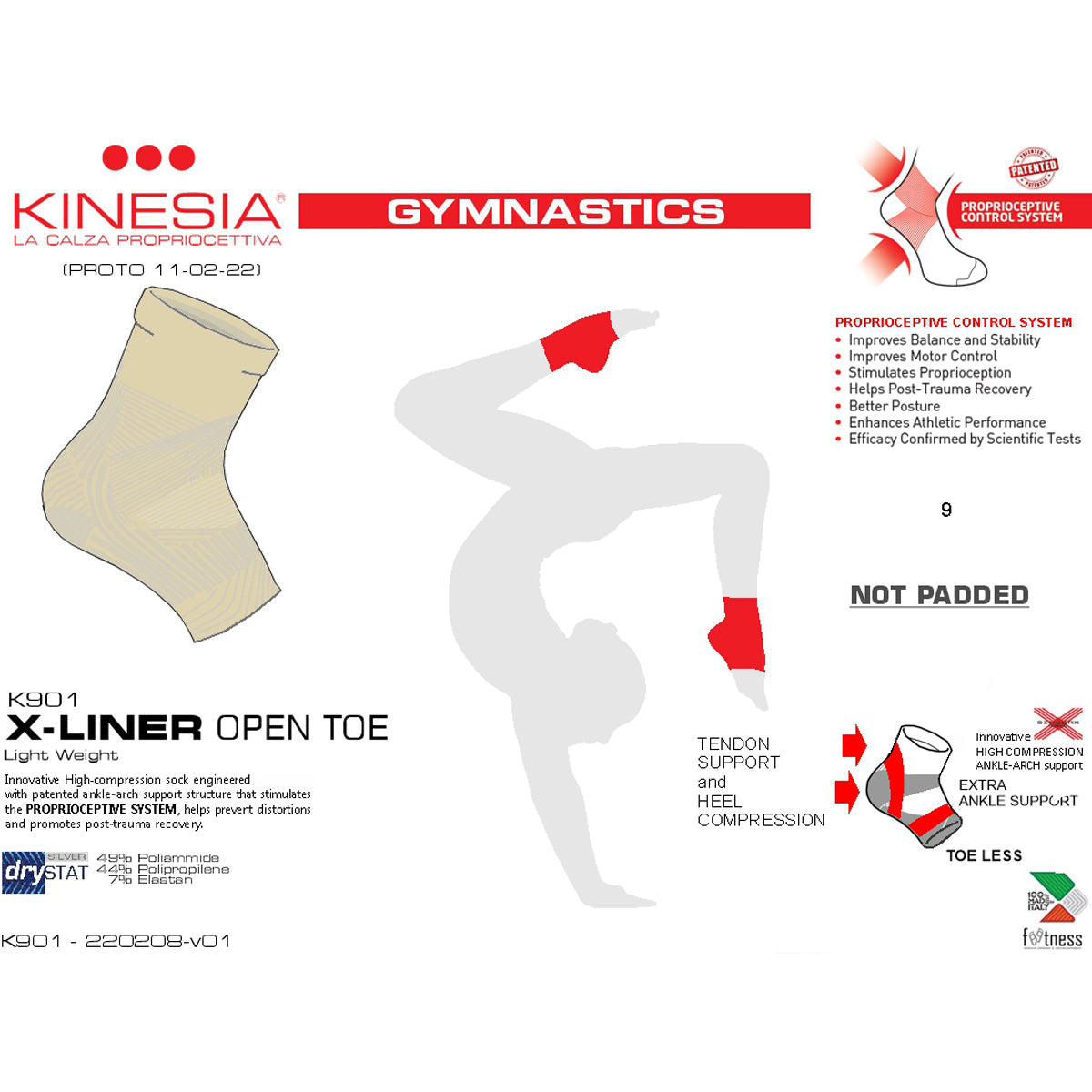 Chaussettes Kinesia avec protection de la cheville