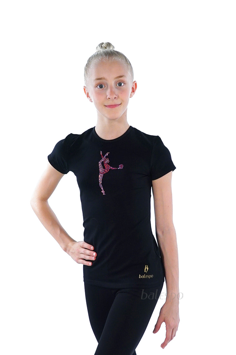 T-shirt de gymnastique avec cristaux 