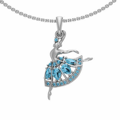 Silver Necklace with Gemstones "Ballerina"