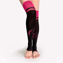 Load image into Gallery viewer, Leg Warmers Black with Fuschia
