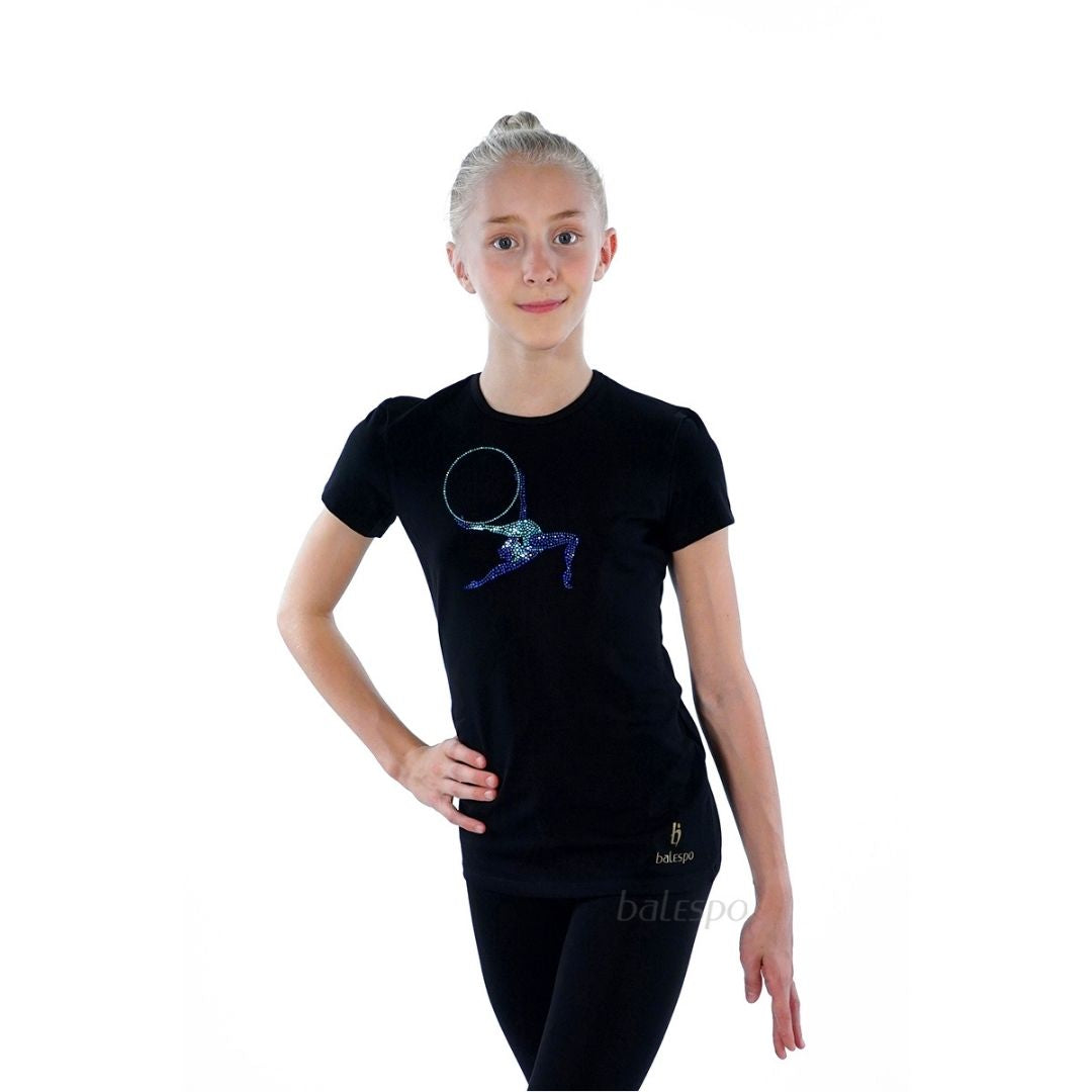 T-shirt de gymnastique avec cristaux 