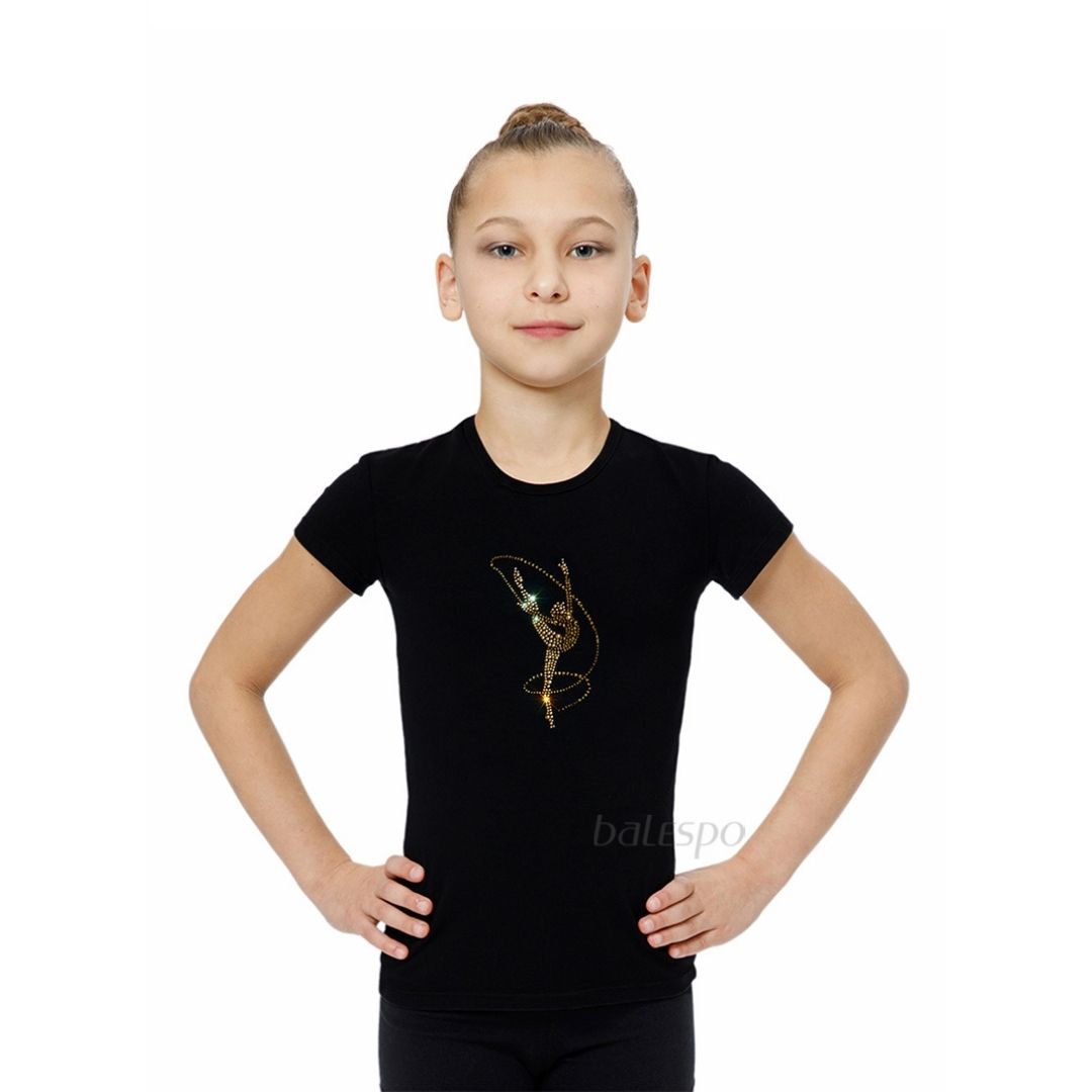 T-shirt de gymnastique avec cristaux 