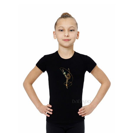 T-shirt de gymnastique avec cristaux 